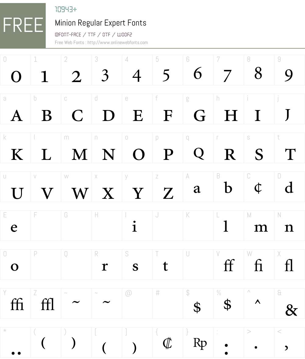Minion Font Screenshots