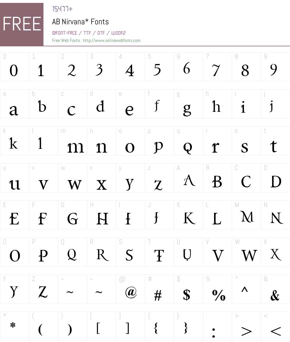 AB Nirvana* Font Screenshots
