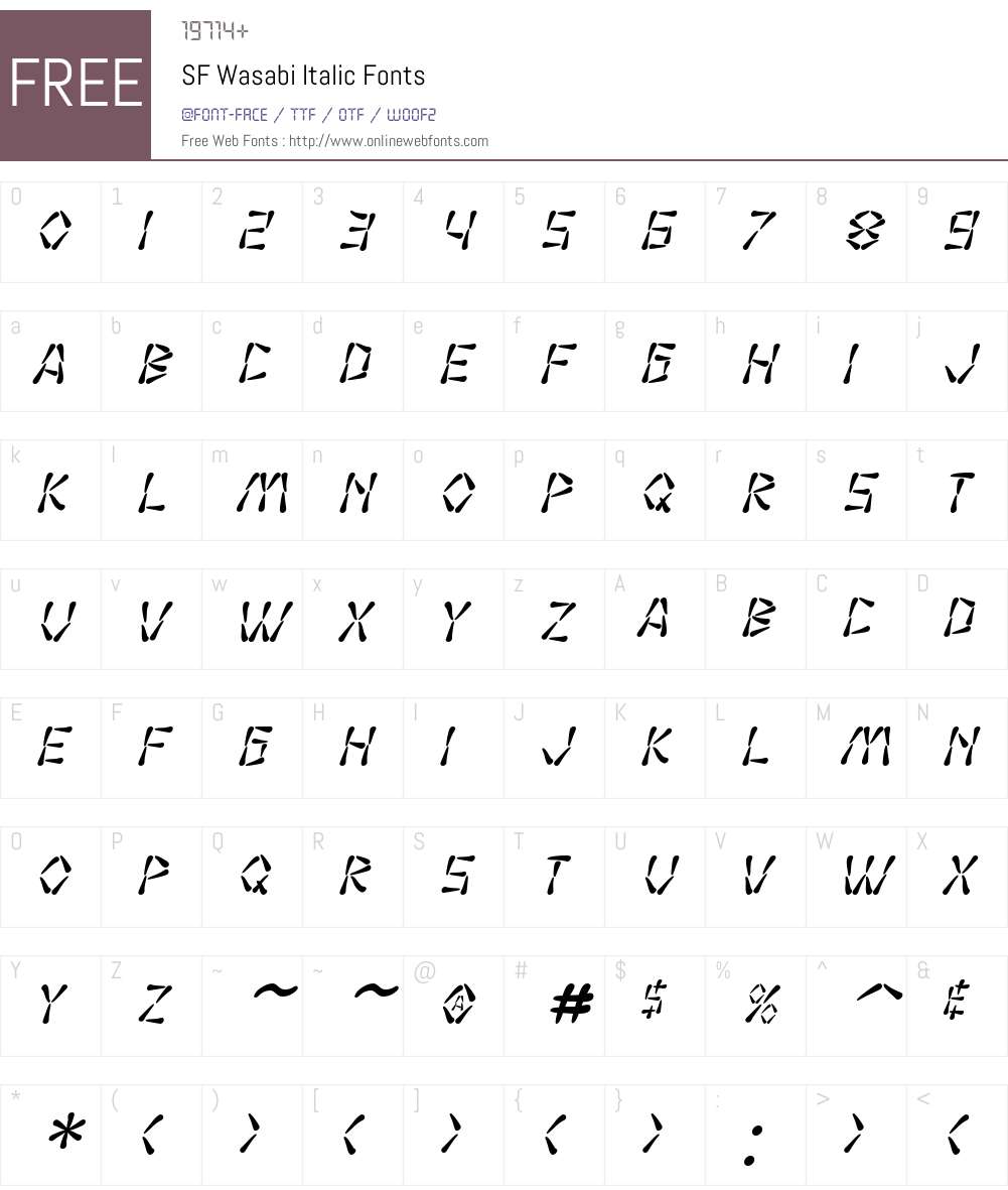 SF Wasabi Font Screenshots