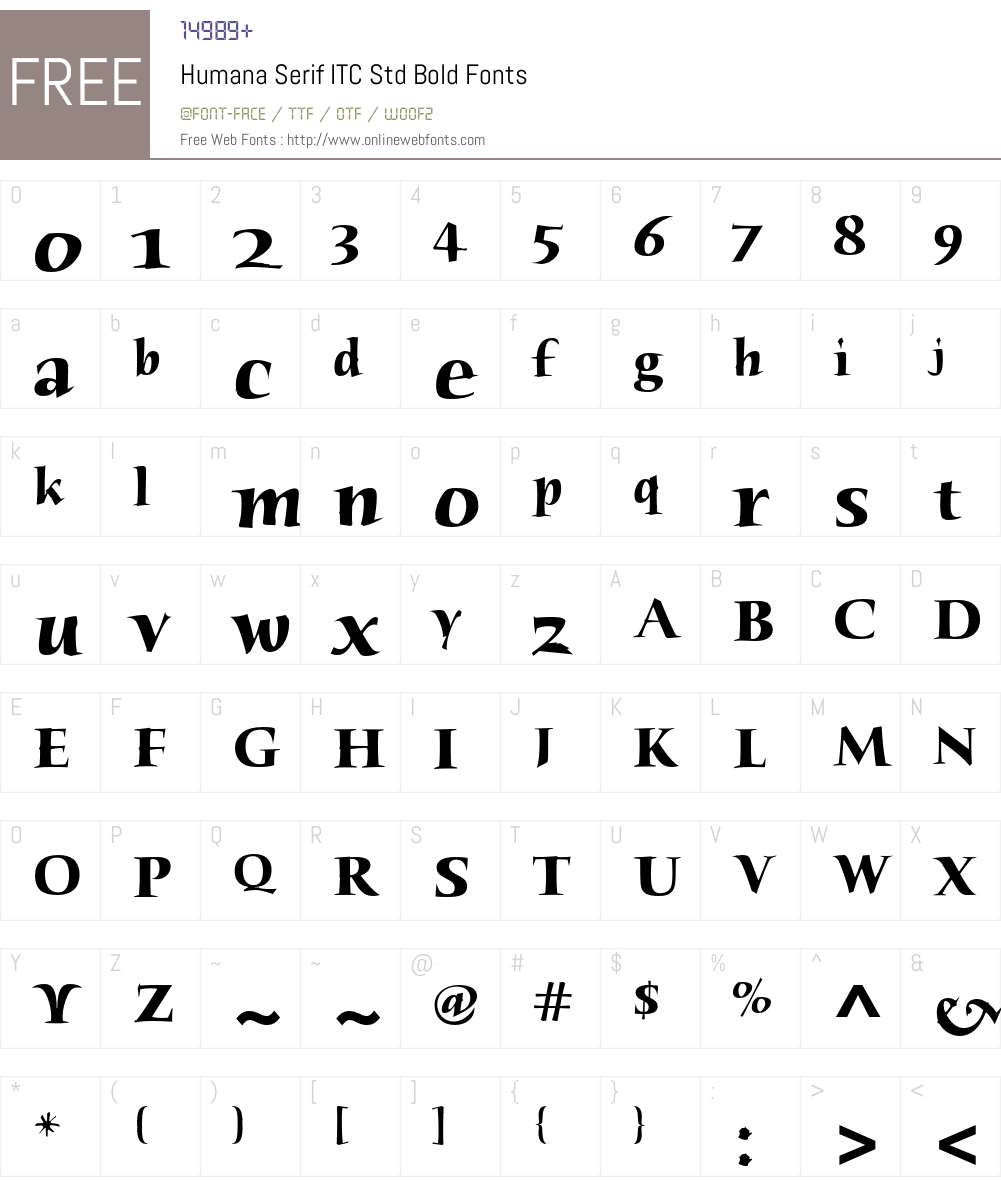 Humana Serif ITC Std Font Screenshots