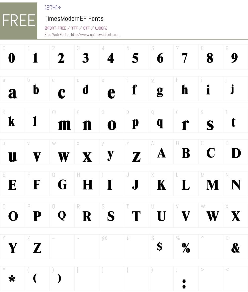 TimesModernEF Font Screenshots
