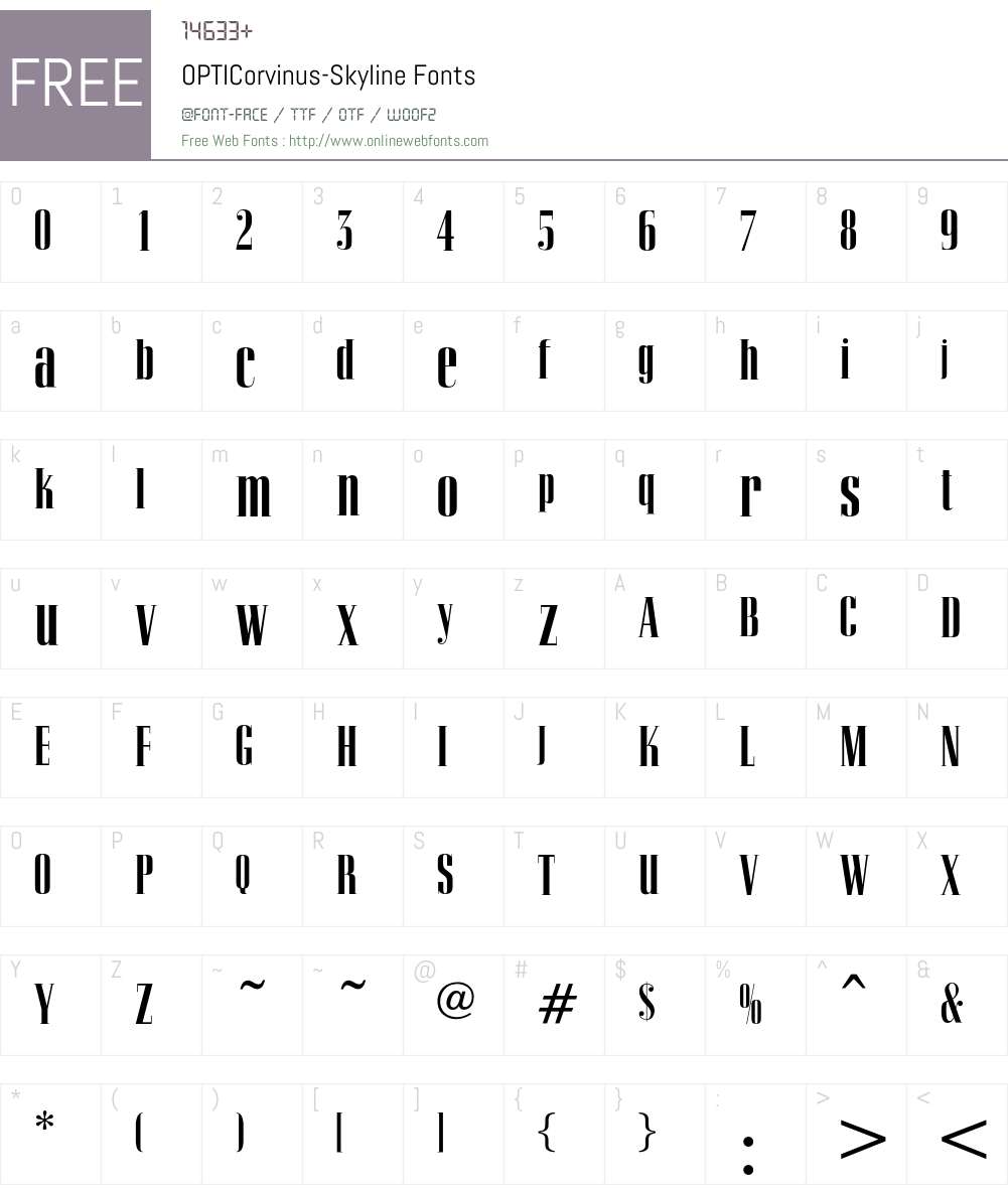 OPTICorvinus Font Screenshots