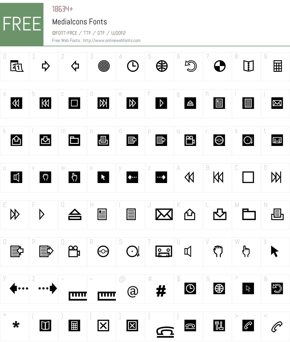 MediaIconsW95-Reg Font Screenshots