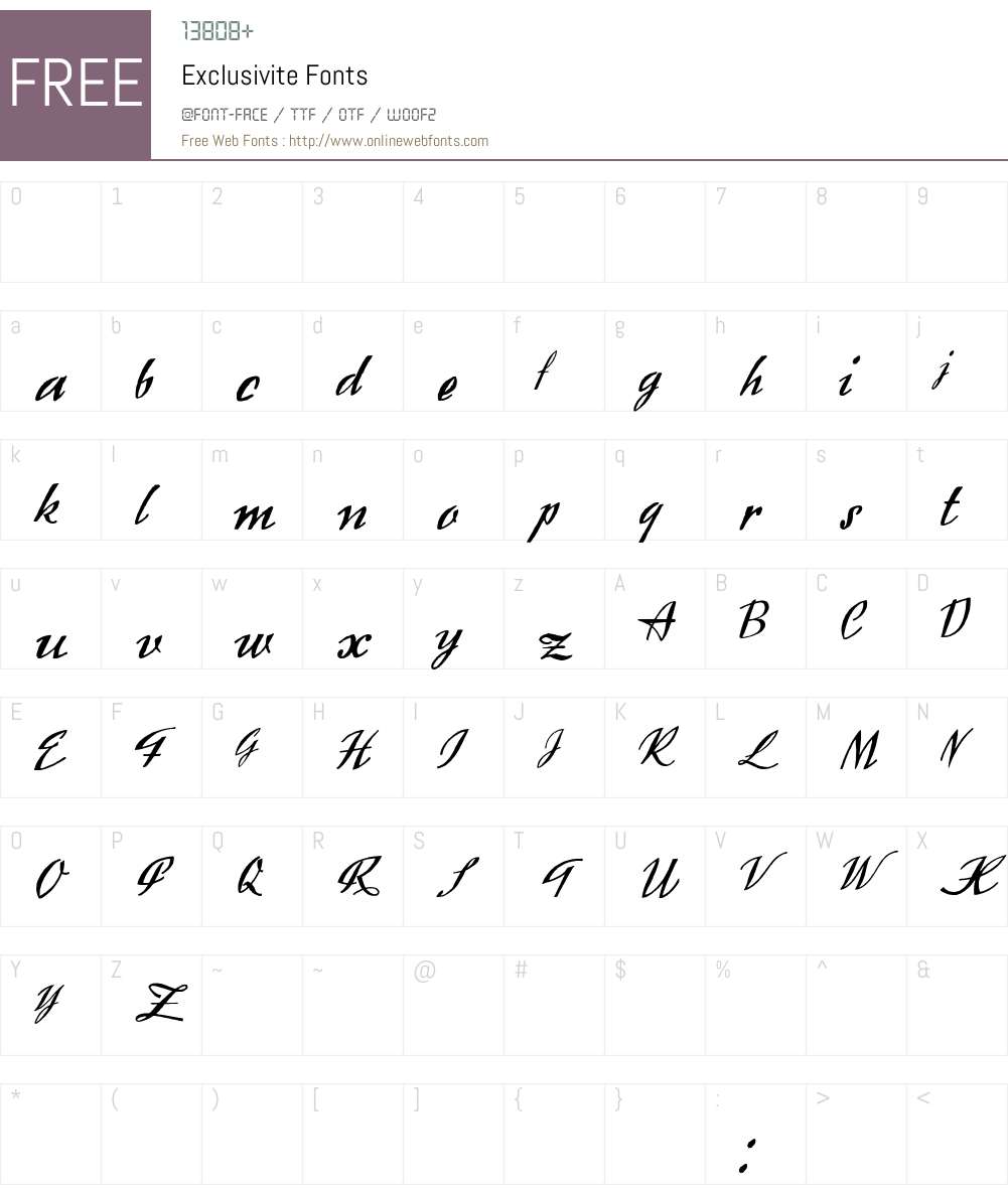 Exclusivite Font Screenshots