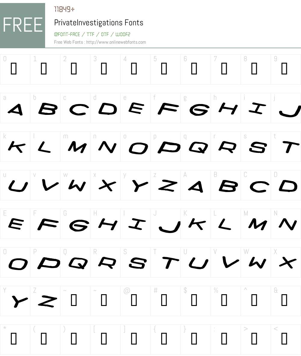 PrivateInvestigations Font Screenshots