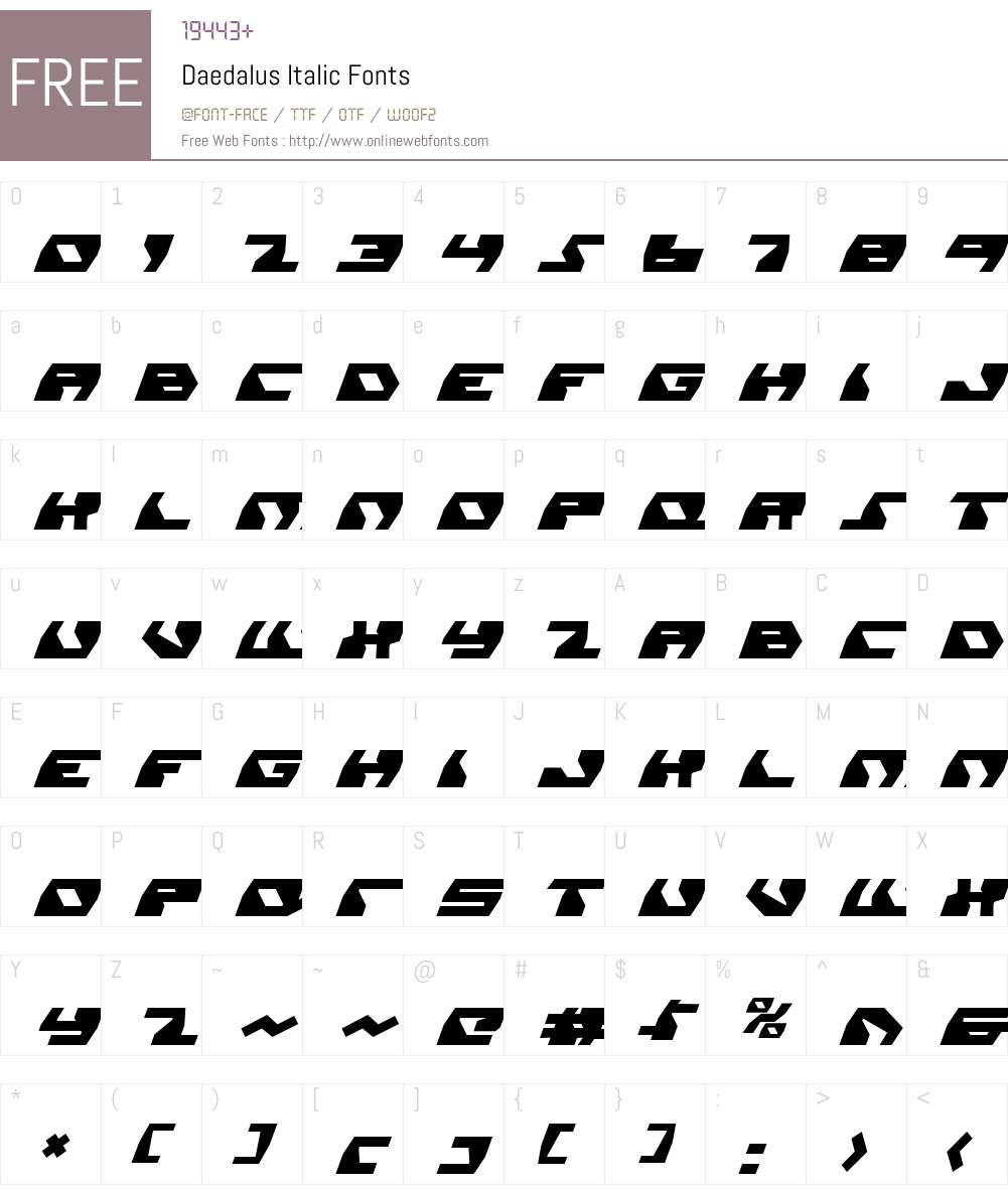 Daedalus Italic Font Screenshots