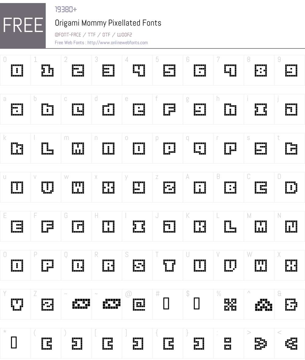 Origami Mommy Pixellated Font Screenshots