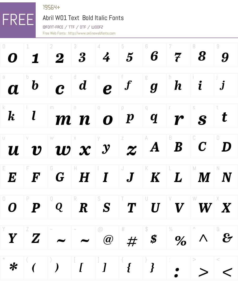 AbrilW01-TextBoldItalic Font Screenshots