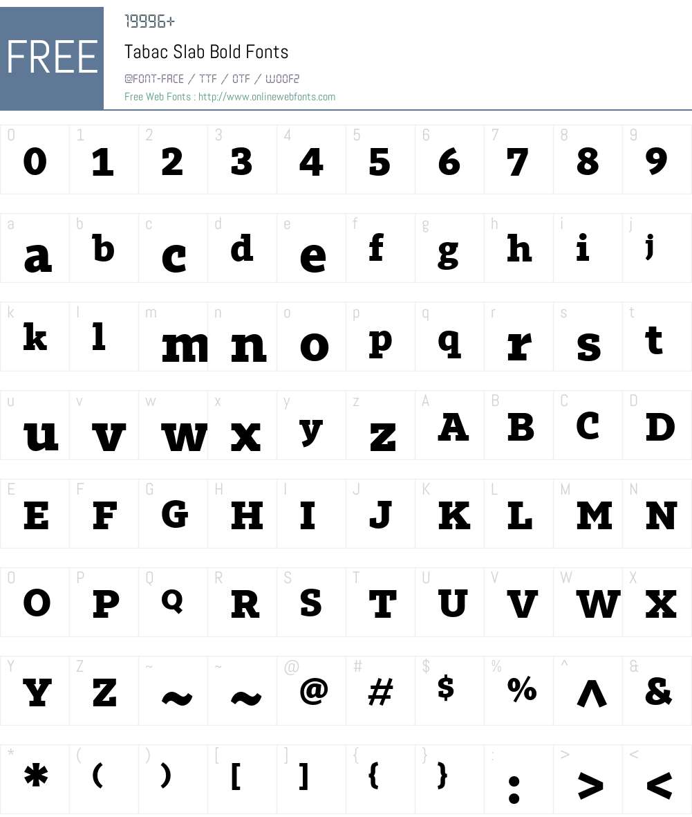 TabacSlab-Bold Font Screenshots