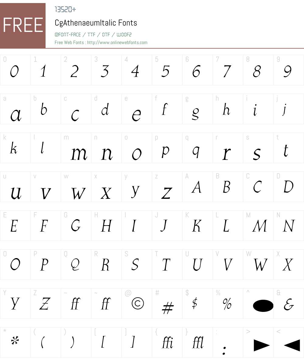CgAthenaeumItalic Font Screenshots