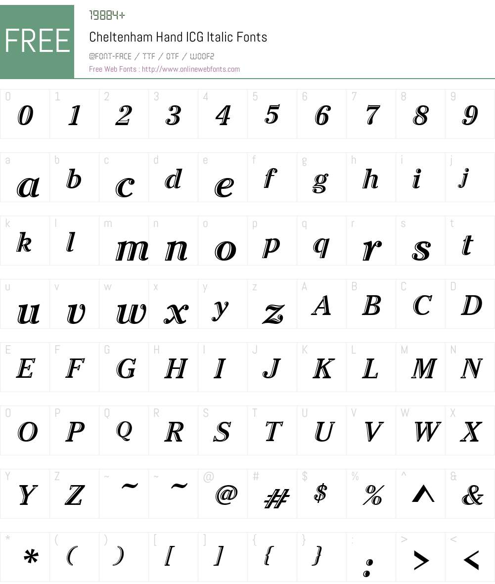 Cheltenham Hand ICG Font Screenshots