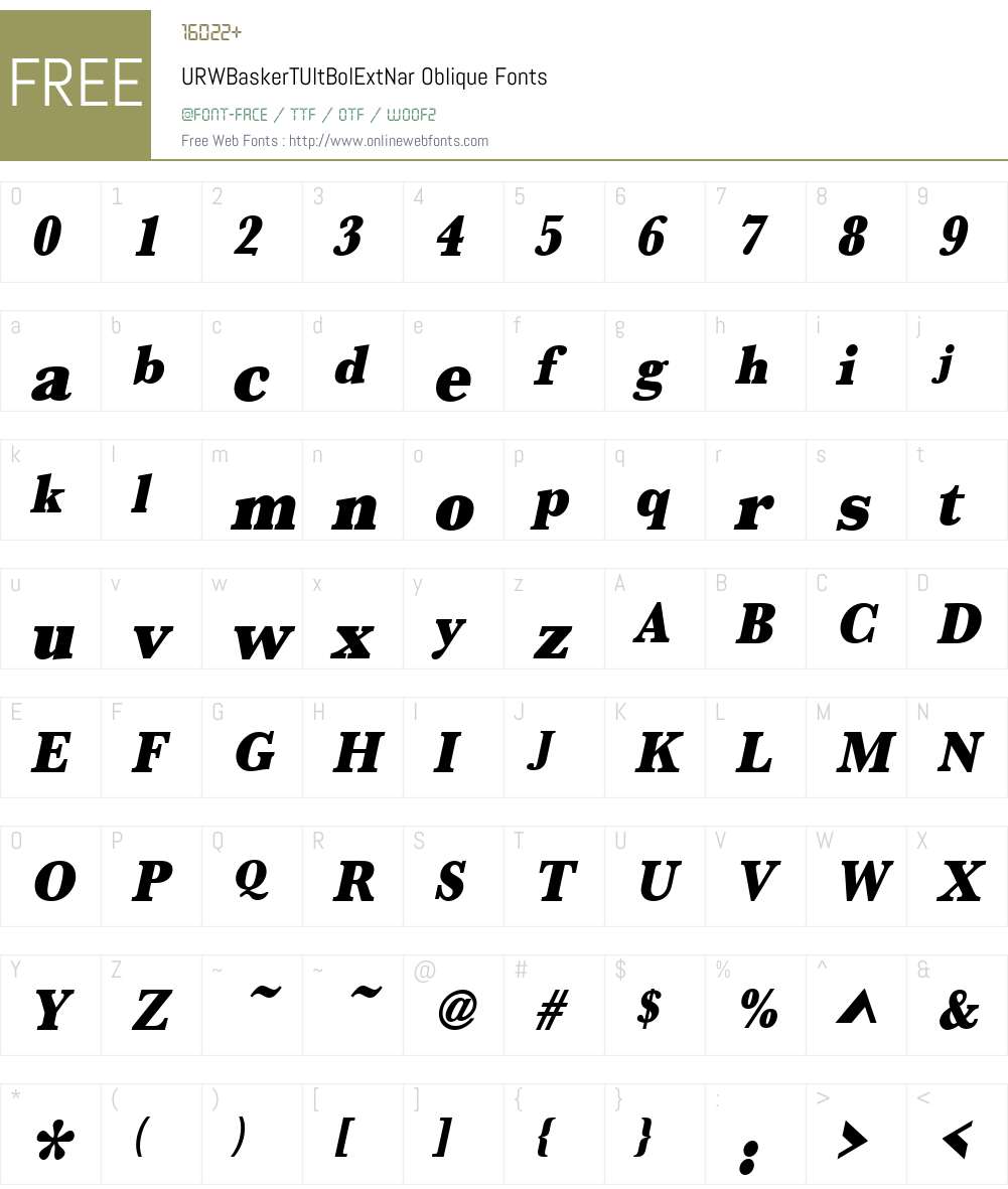 URWBaskerTUltBolExtNar Font Screenshots