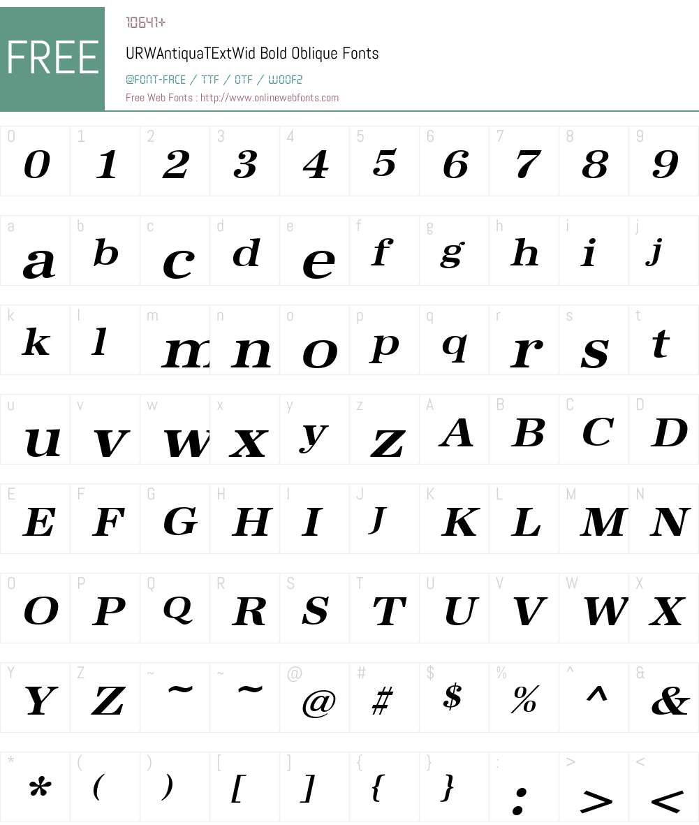 URWAntiquaTExtWid Font Screenshots