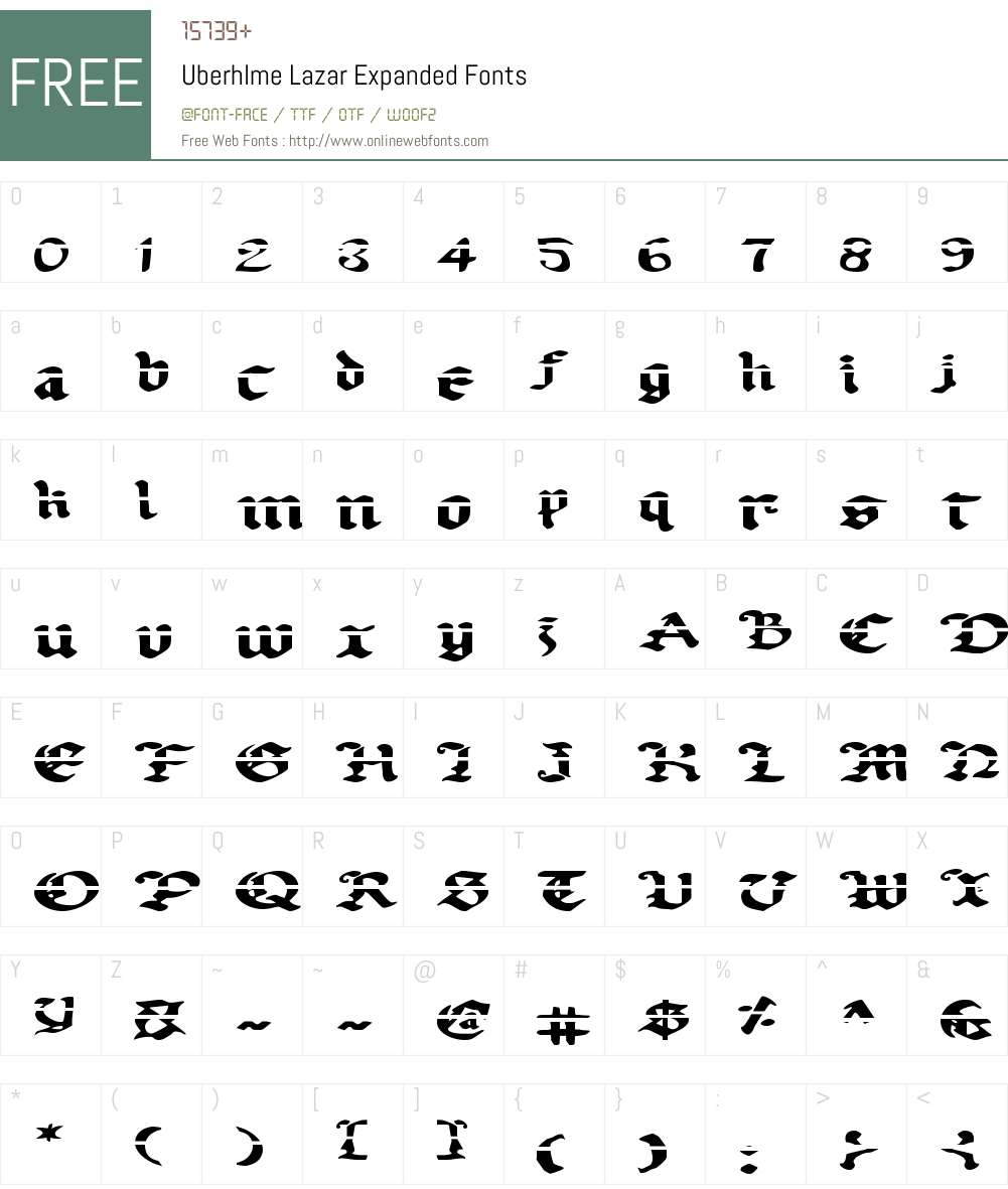 Uberhlme Lazar Expanded Font Screenshots