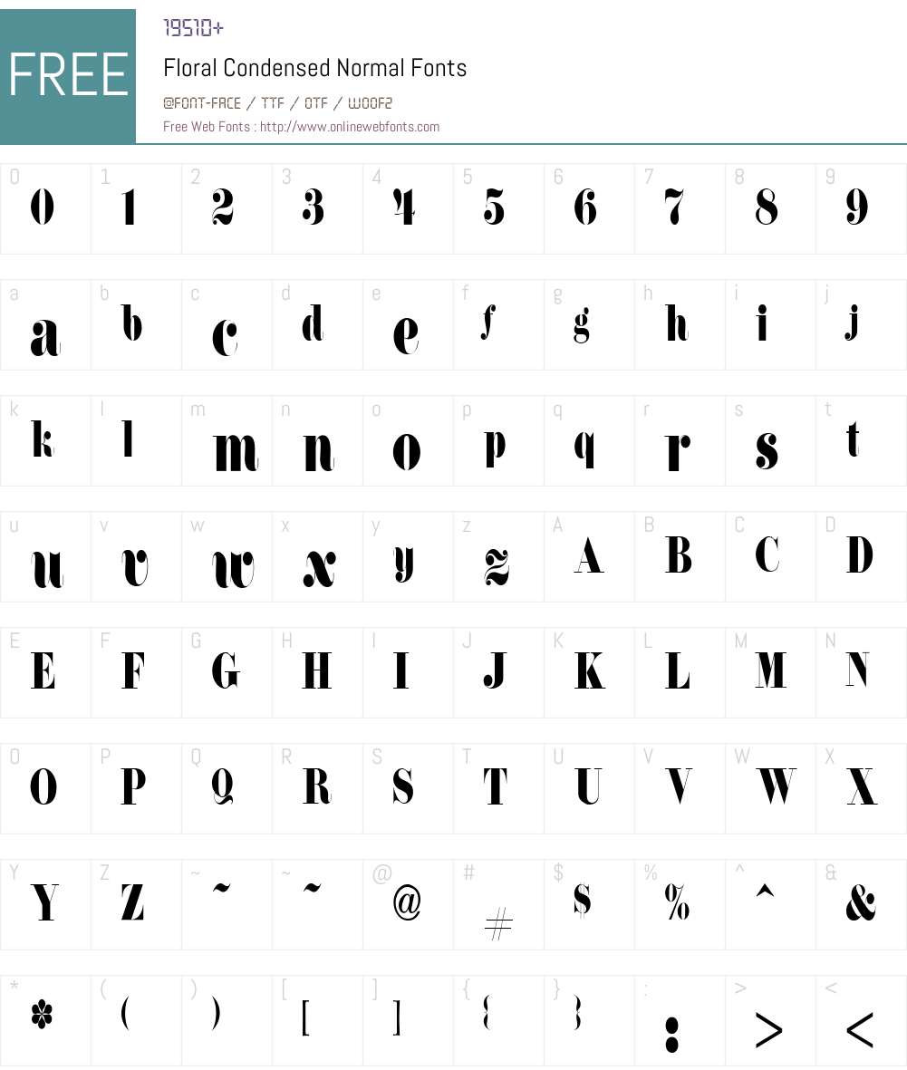 Floral Condensed Font Screenshots