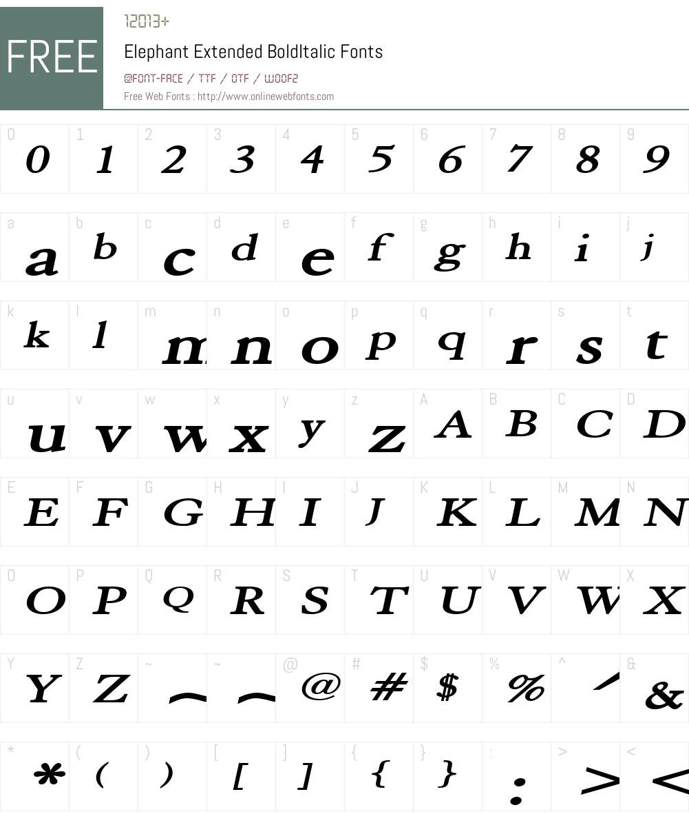 Elephant Extended Font Screenshots