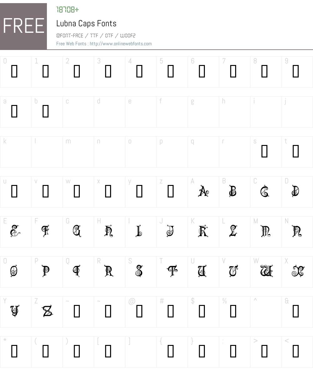 Lubna Caps Font Screenshots