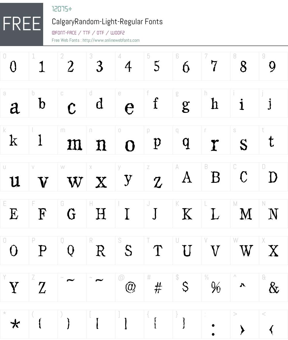 CalgaryRandom-Light Font Screenshots