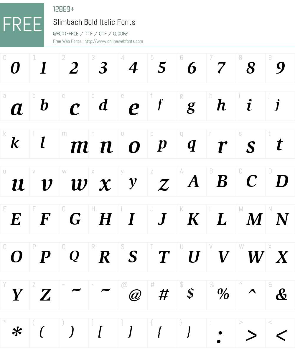 Slimbach Font Screenshots