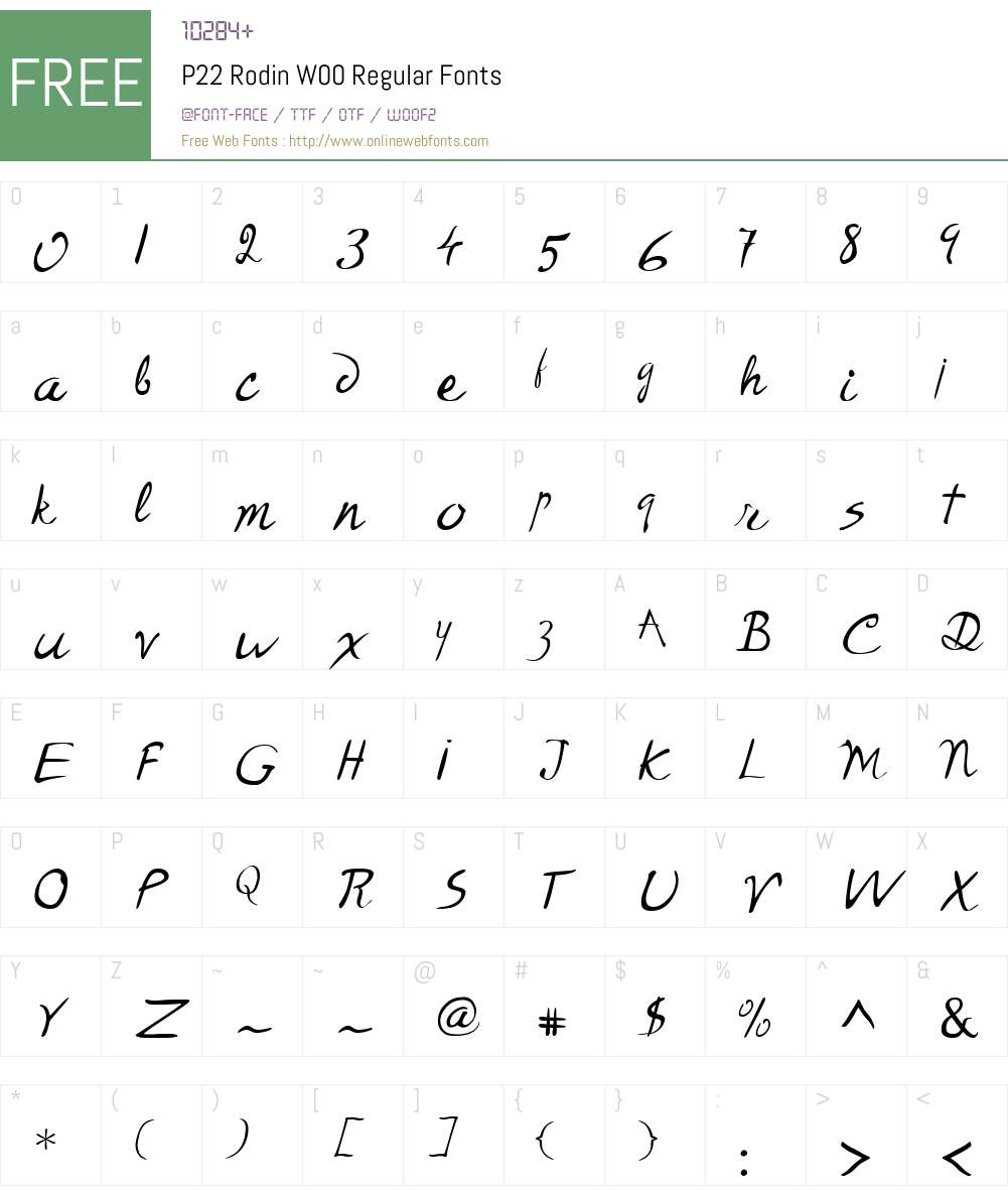 P22RodinW00-Regular Font Screenshots
