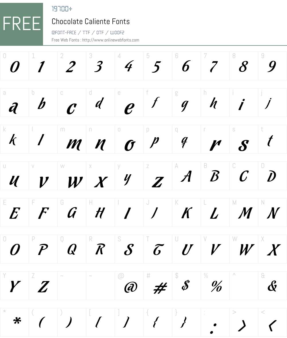Chocolate Caliente Font Screenshots