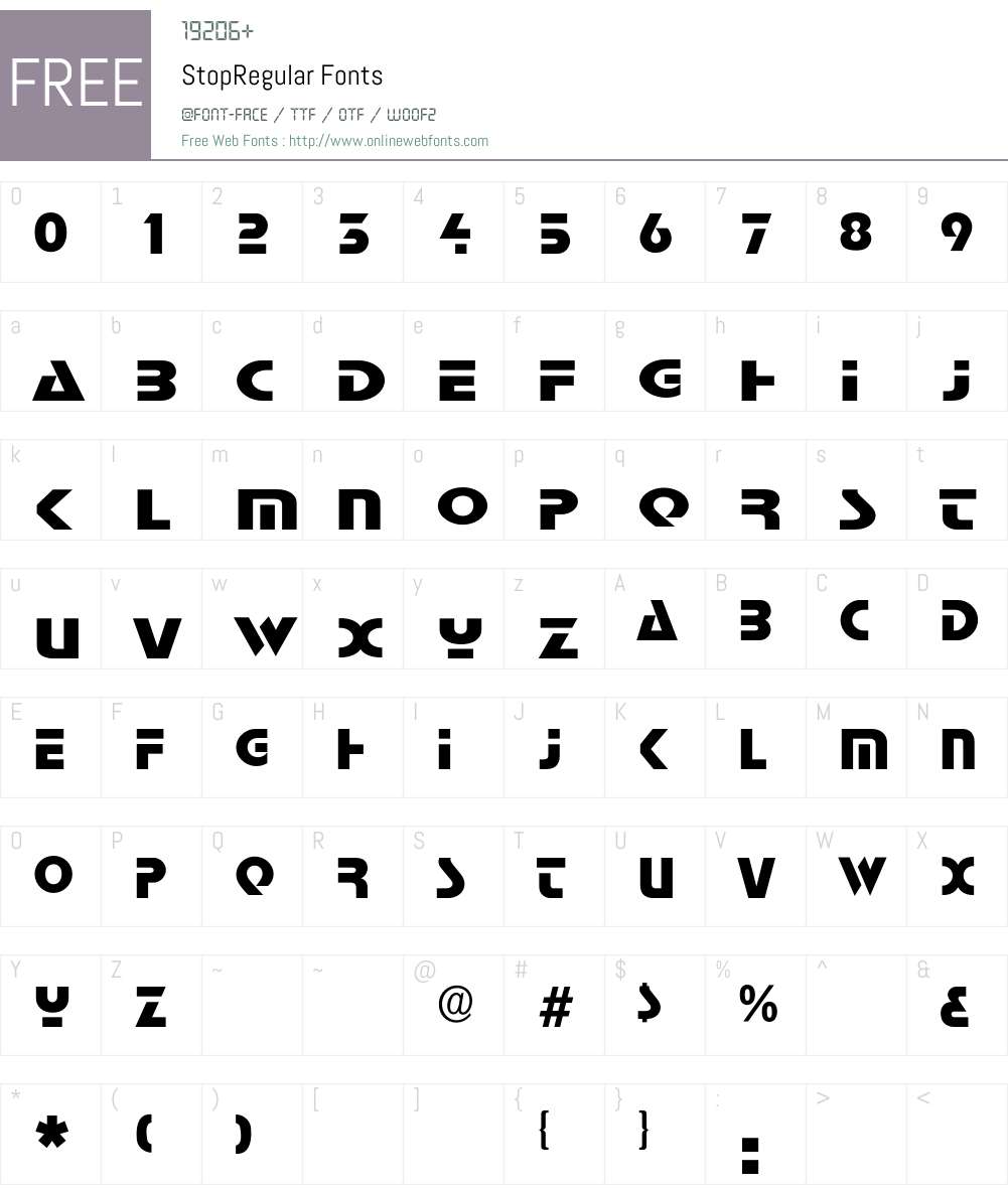 StopRegular Font Screenshots