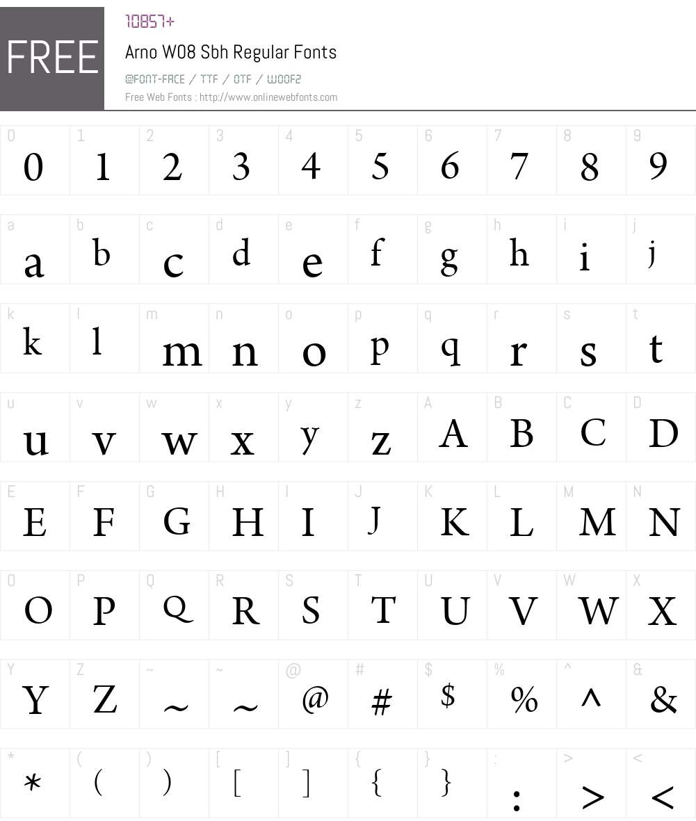 ArnoW08-SbhRegular Font Screenshots