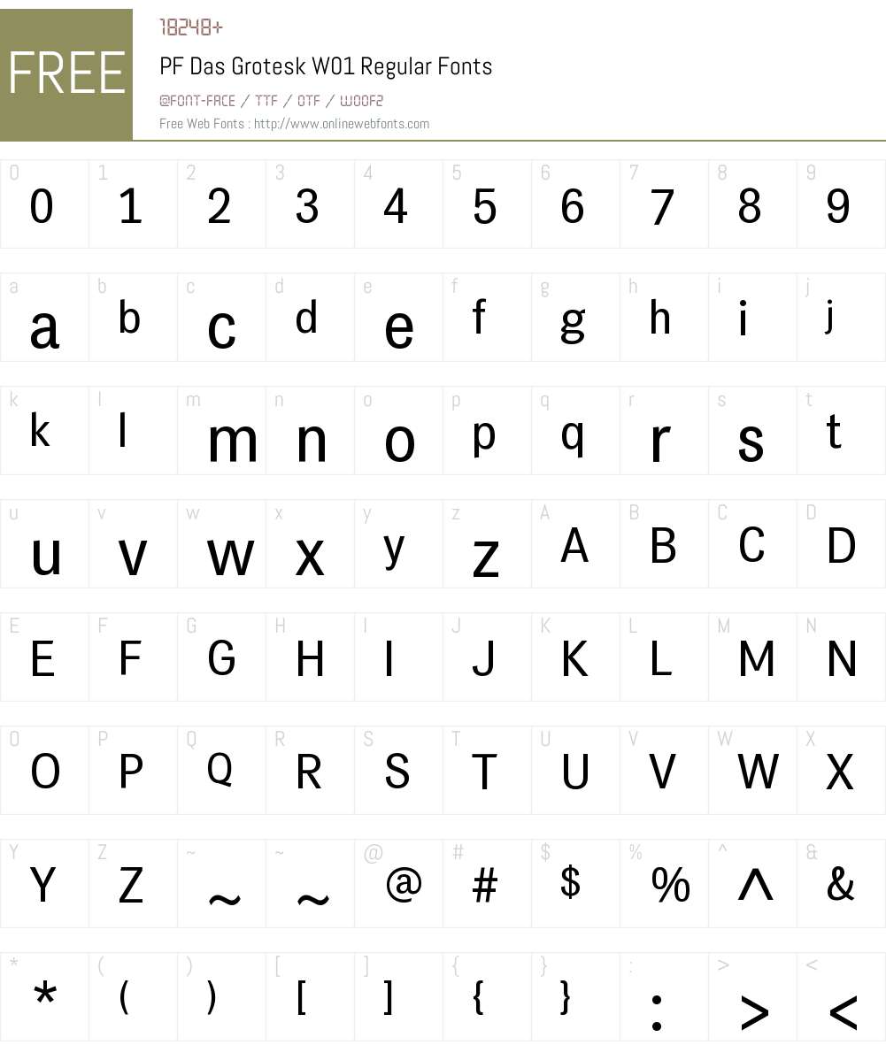 PFDasGroteskW01-Regular Font Screenshots