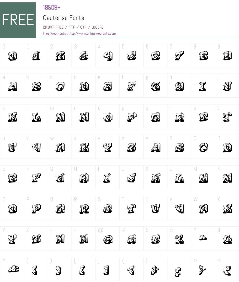 Cauterise Font Screenshots