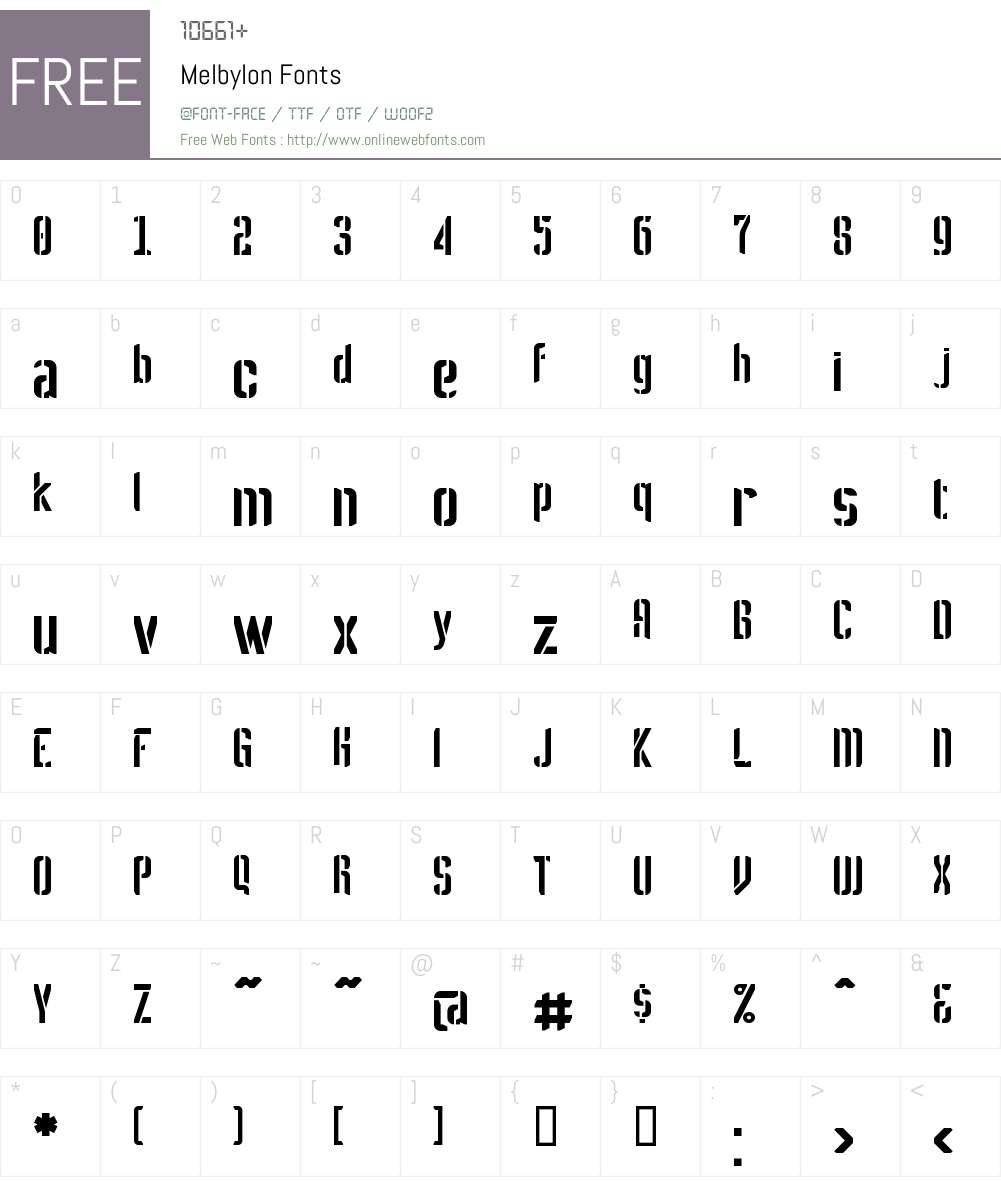 Melbylon Font Screenshots
