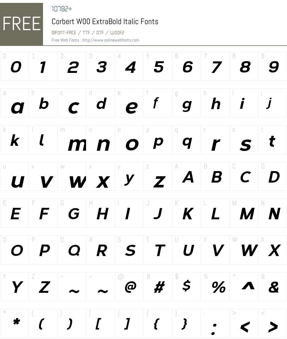 CorbertW00-ExtraBoldItalic Font Screenshots