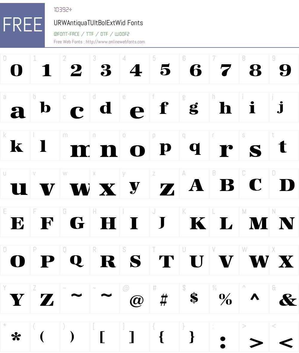 URWAntiquaTUltBolExtWid Font Screenshots