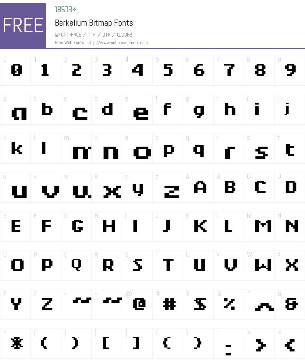 Berkelium Bitmap Font Screenshots