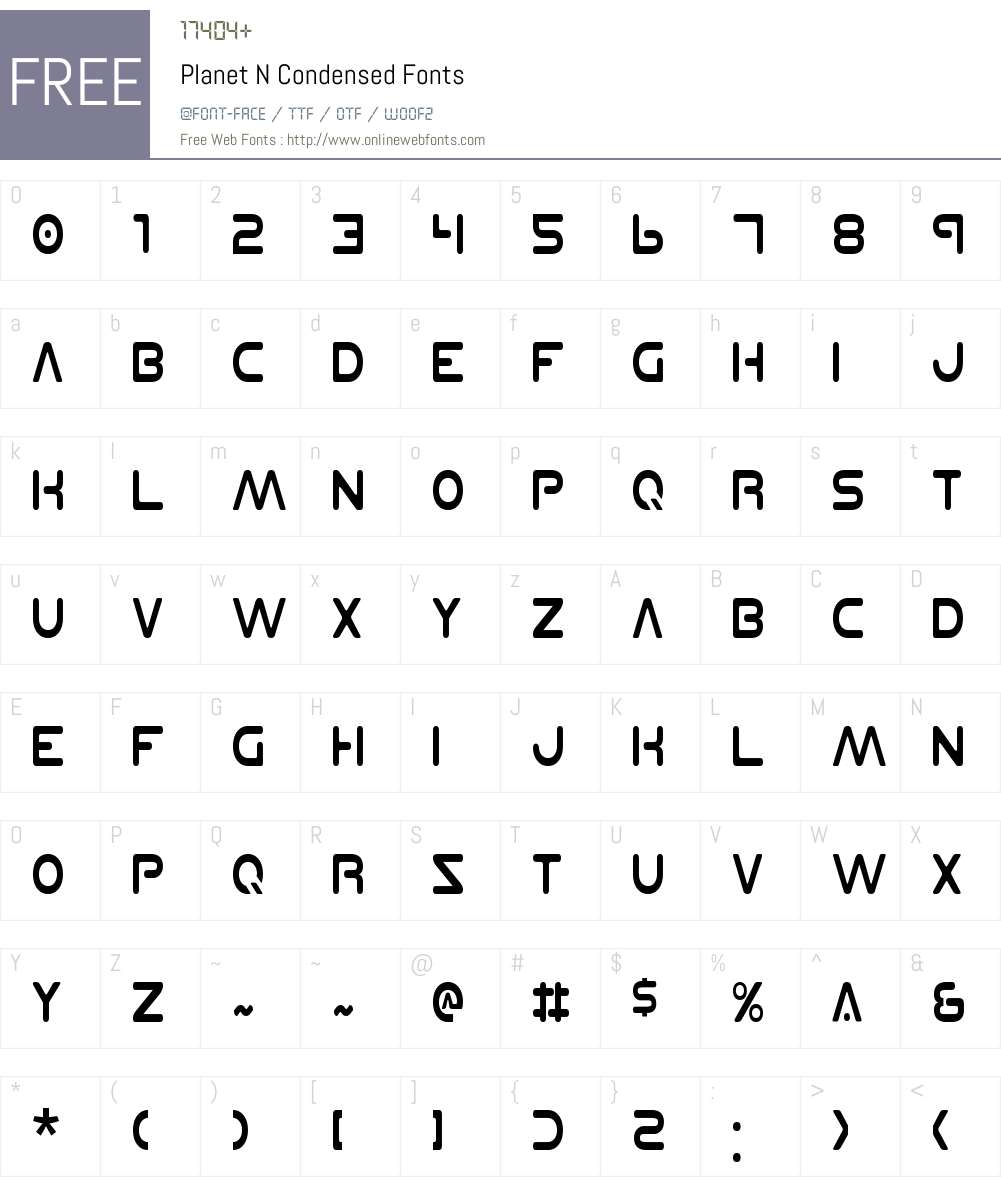 Planet N Condensed Font Screenshots
