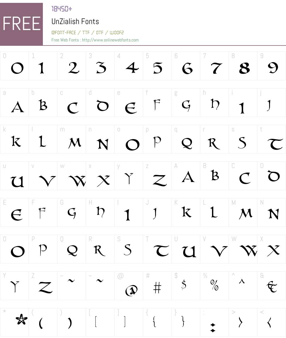 UnZialish Font Screenshots