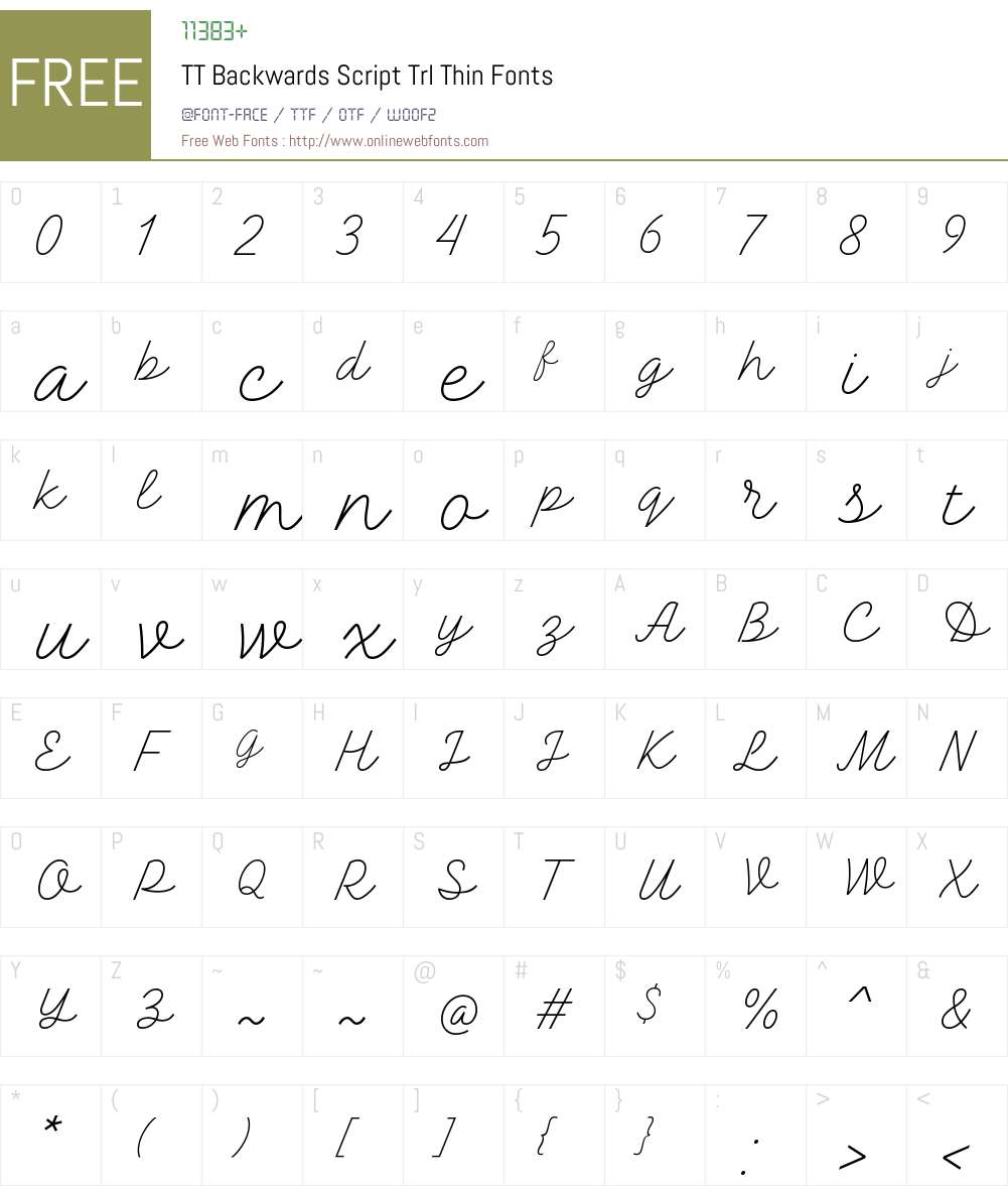 TT Backwards Script Trl Thin 1.000 Fonts Free Download - OnlineWebFonts.COM