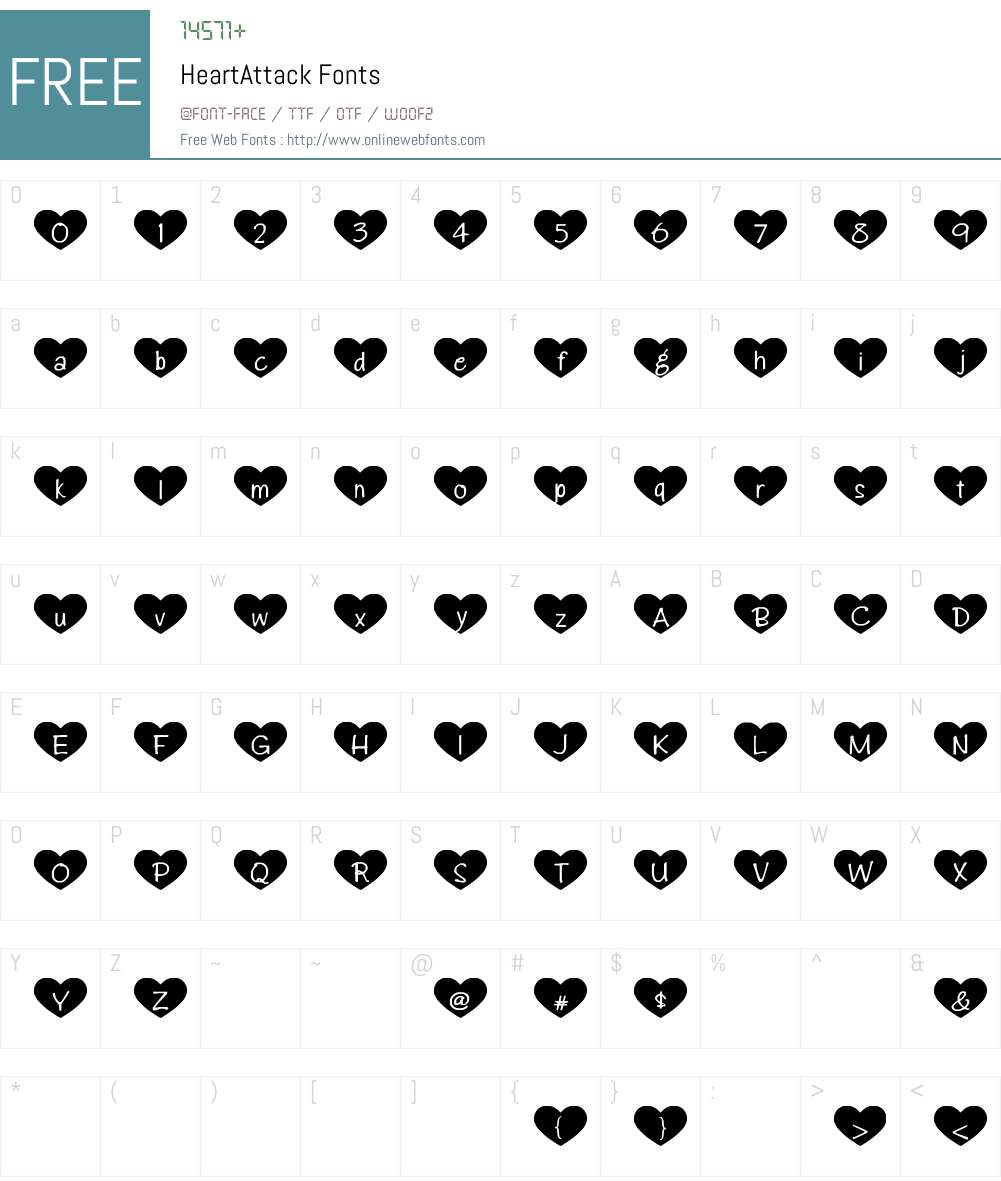 HeartAttack Font Screenshots
