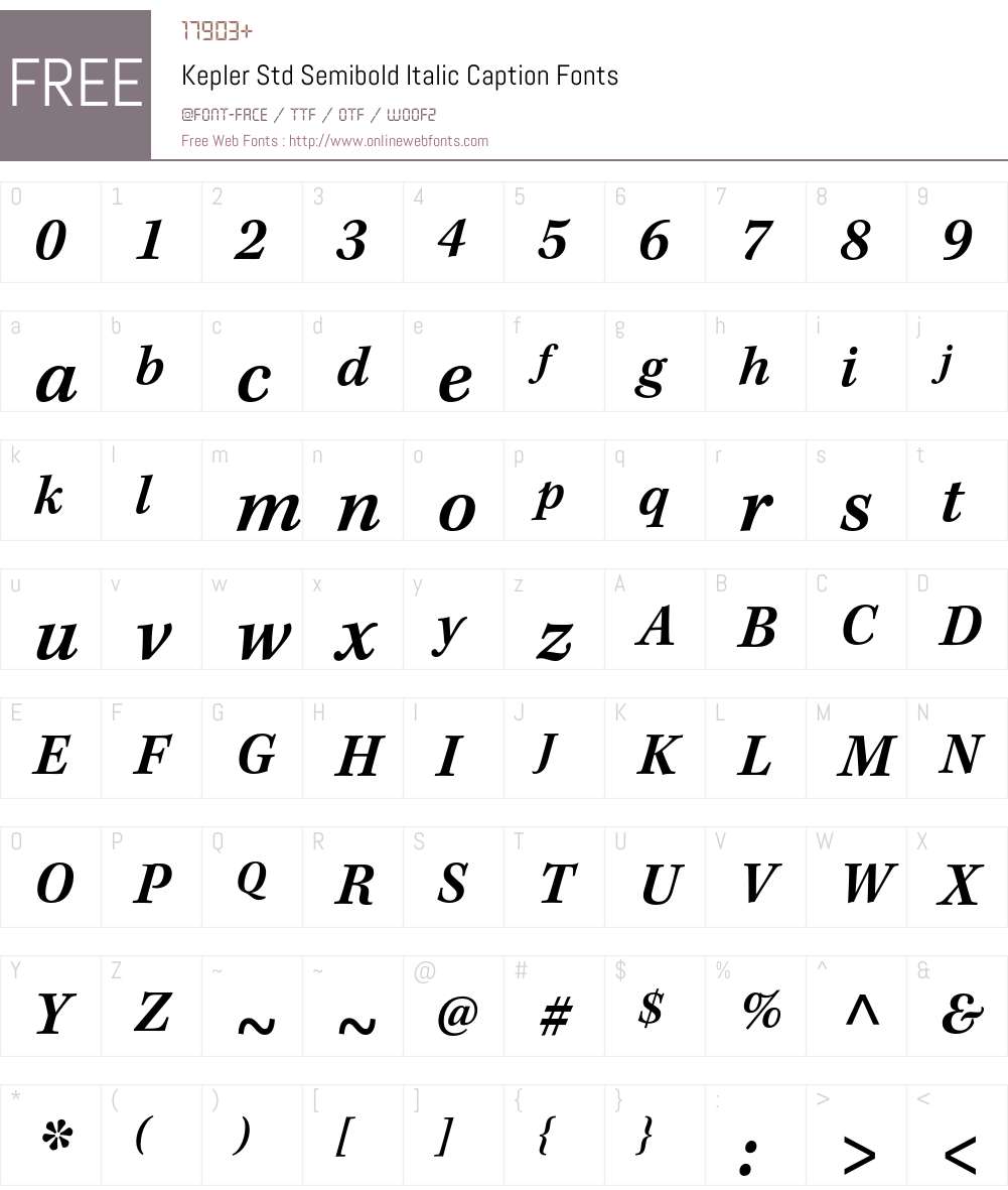 Kepler Std Font Screenshots