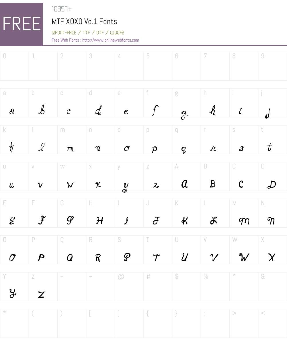 MTF XOXO Vo.1 Font Screenshots