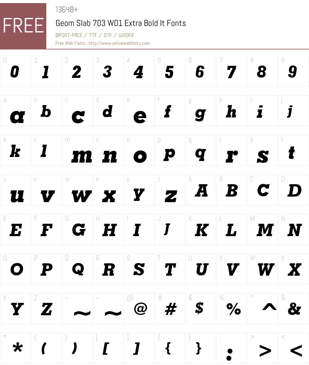 GeomSlab703W01-ExtraBoldIt Font Screenshots