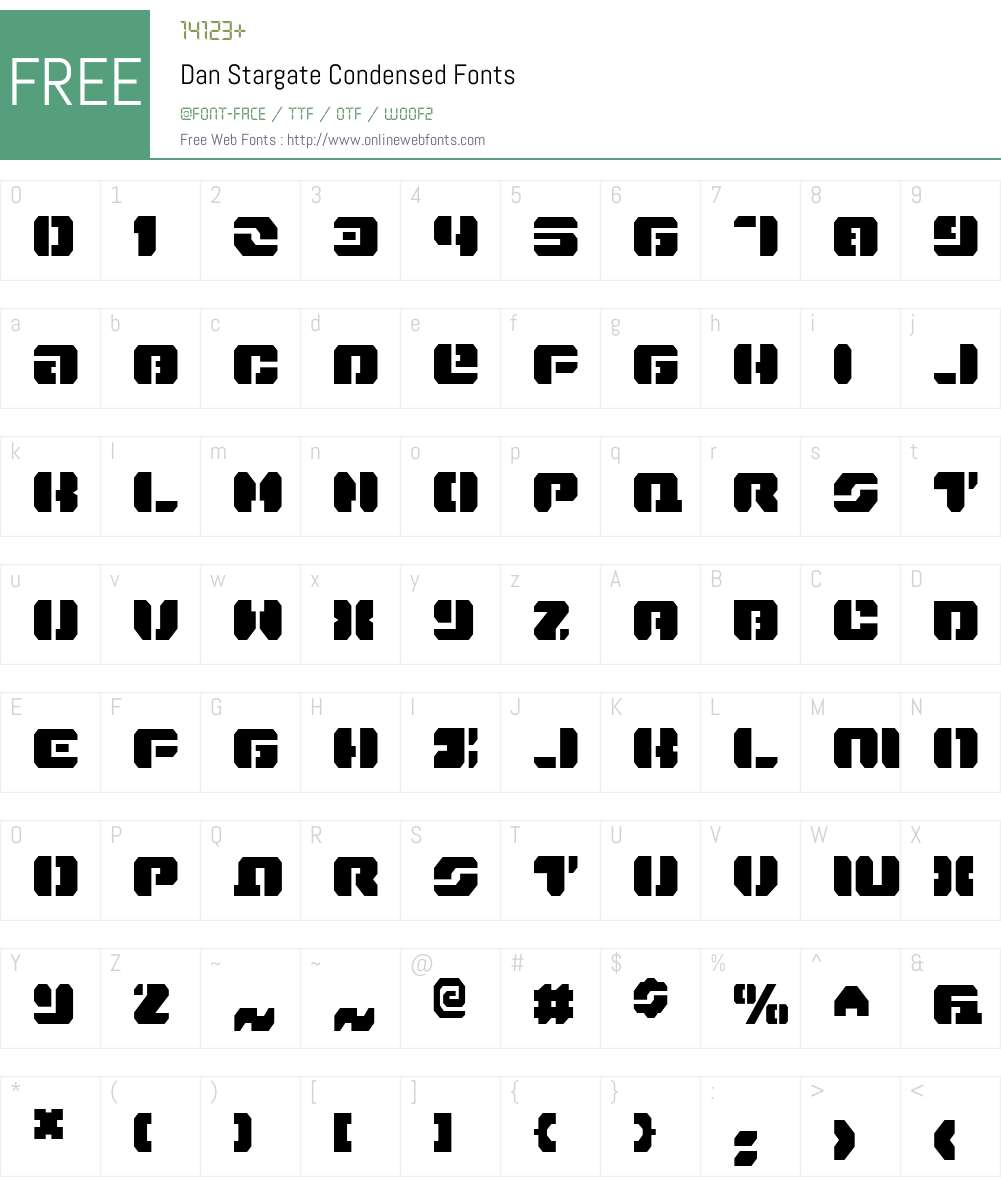 Dan Stargate Condensed Font Screenshots