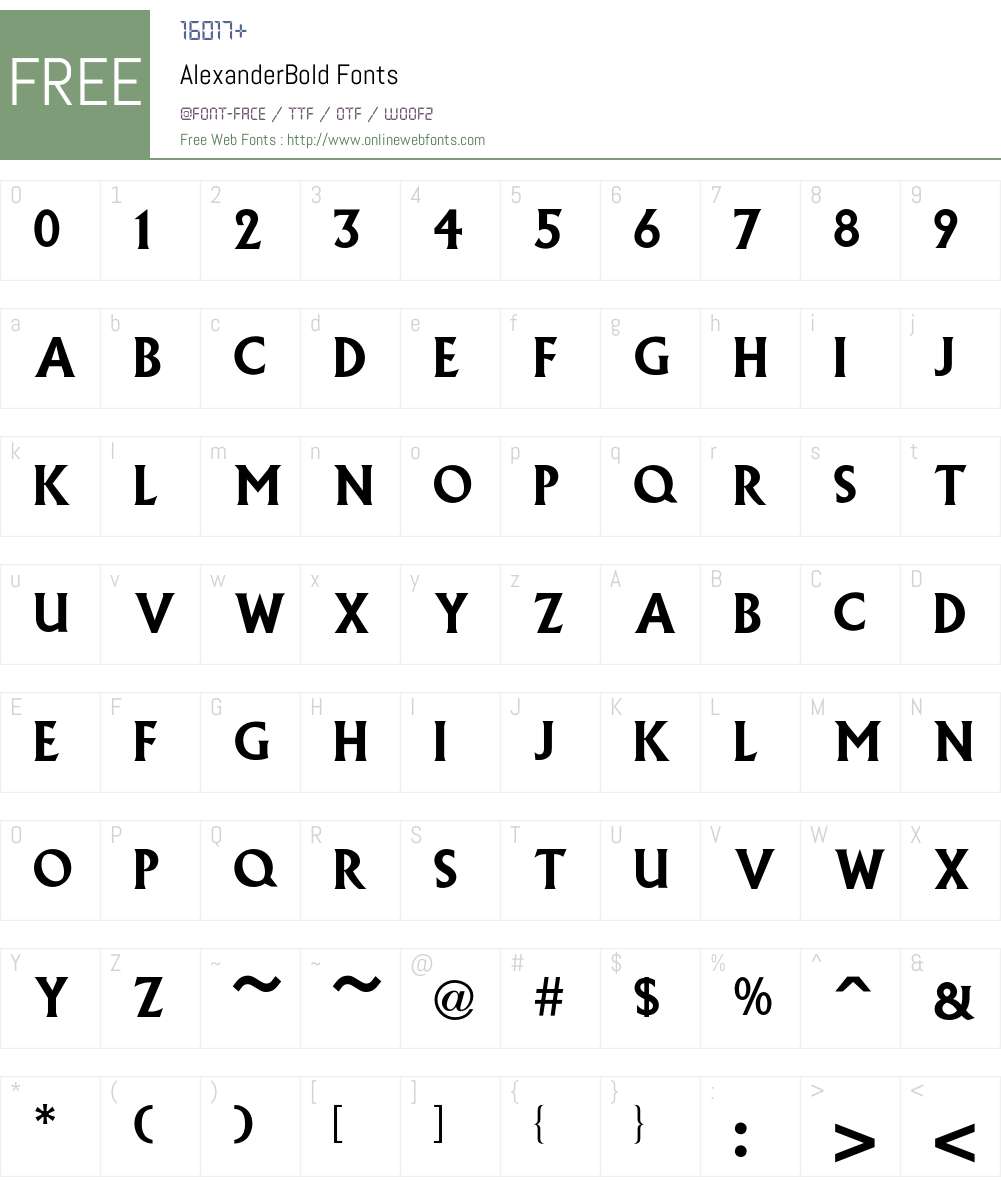 Alexander Font Screenshots