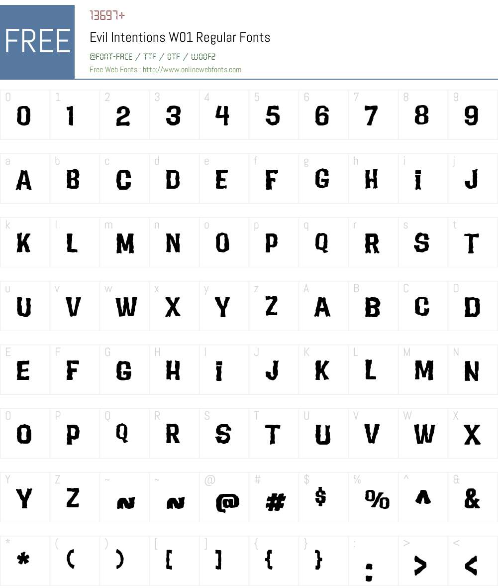 EvilIntentionsW01-Regular Font Screenshots