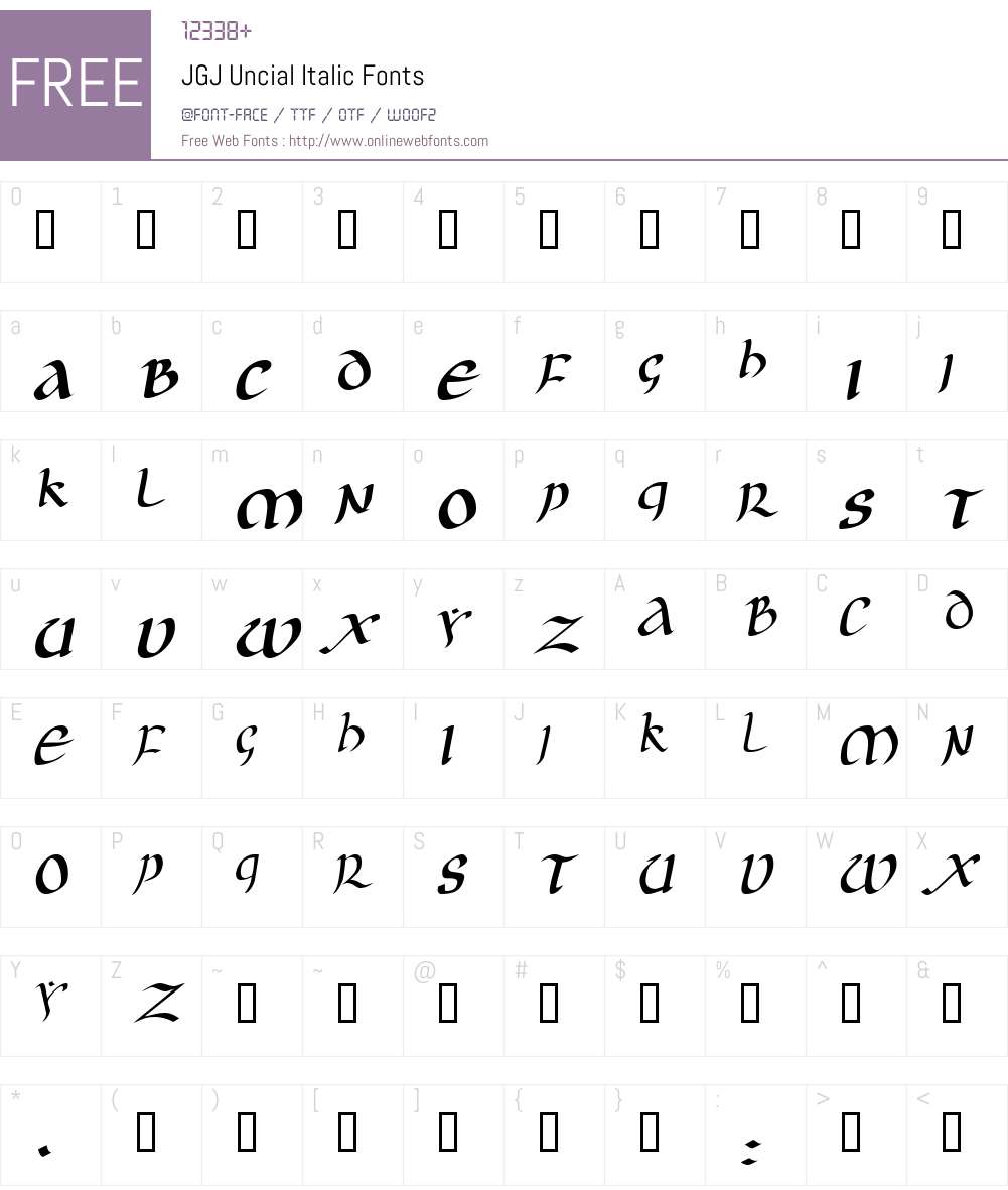 JGJ Uncial Font Screenshots