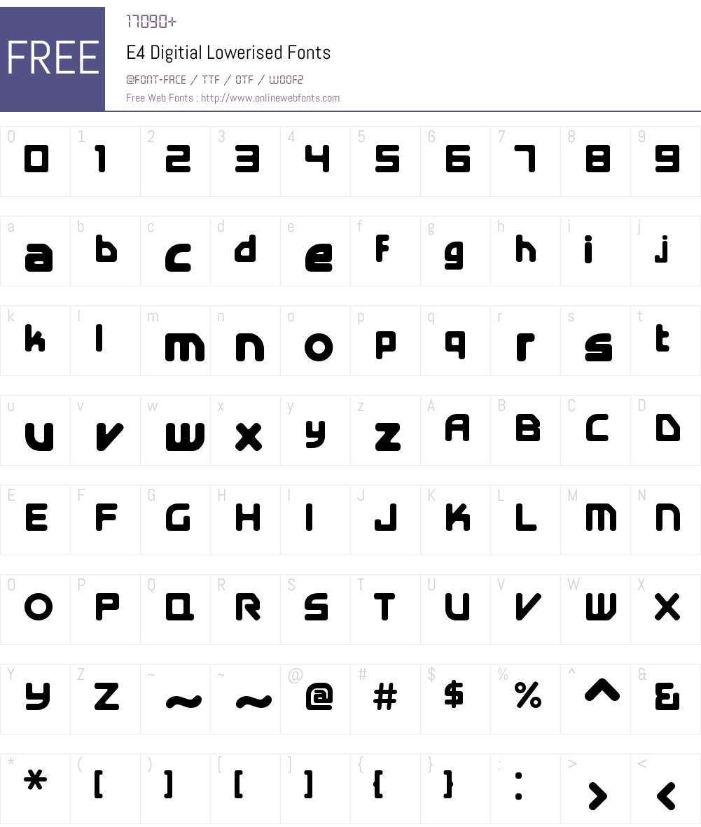 E4 Digitial Lowerised Font Screenshots