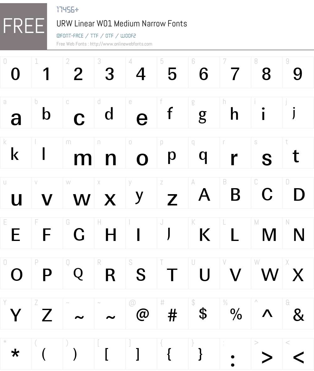 URWLinearW01-MediumNarrow Font Screenshots
