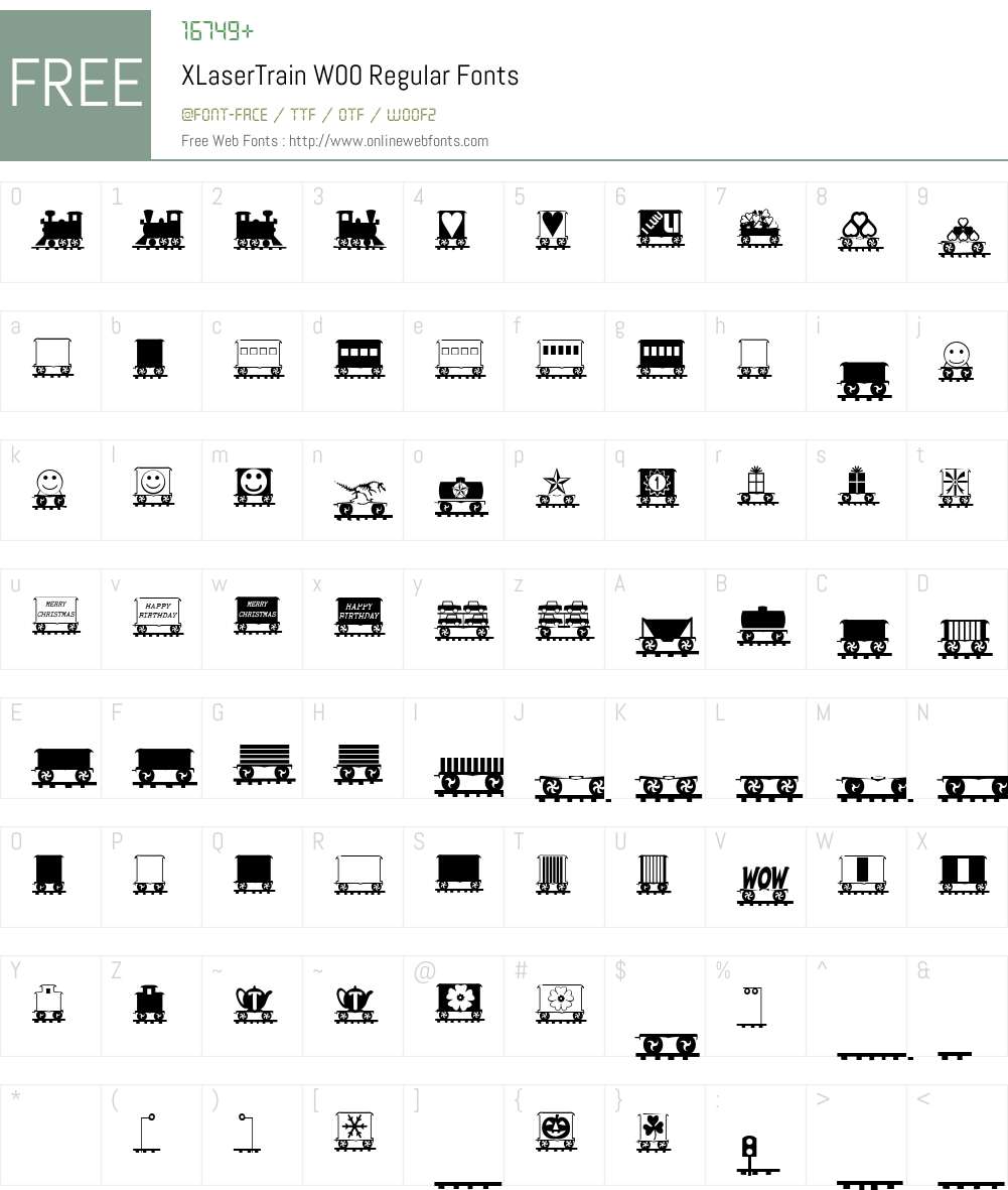 XLaserTrainW00-Regular Font Screenshots