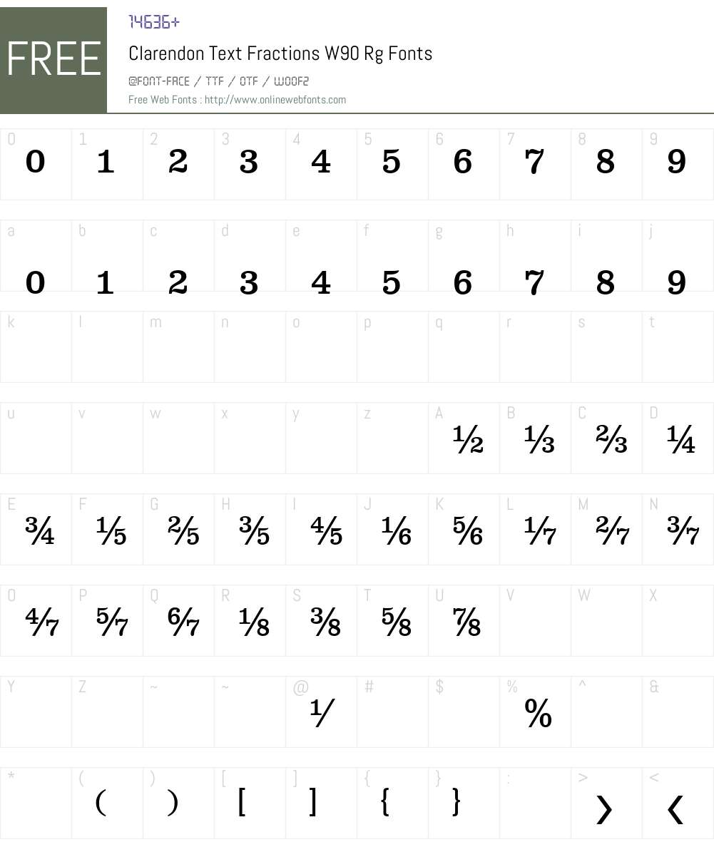 ClarendonTextFractionsW90 Font Screenshots