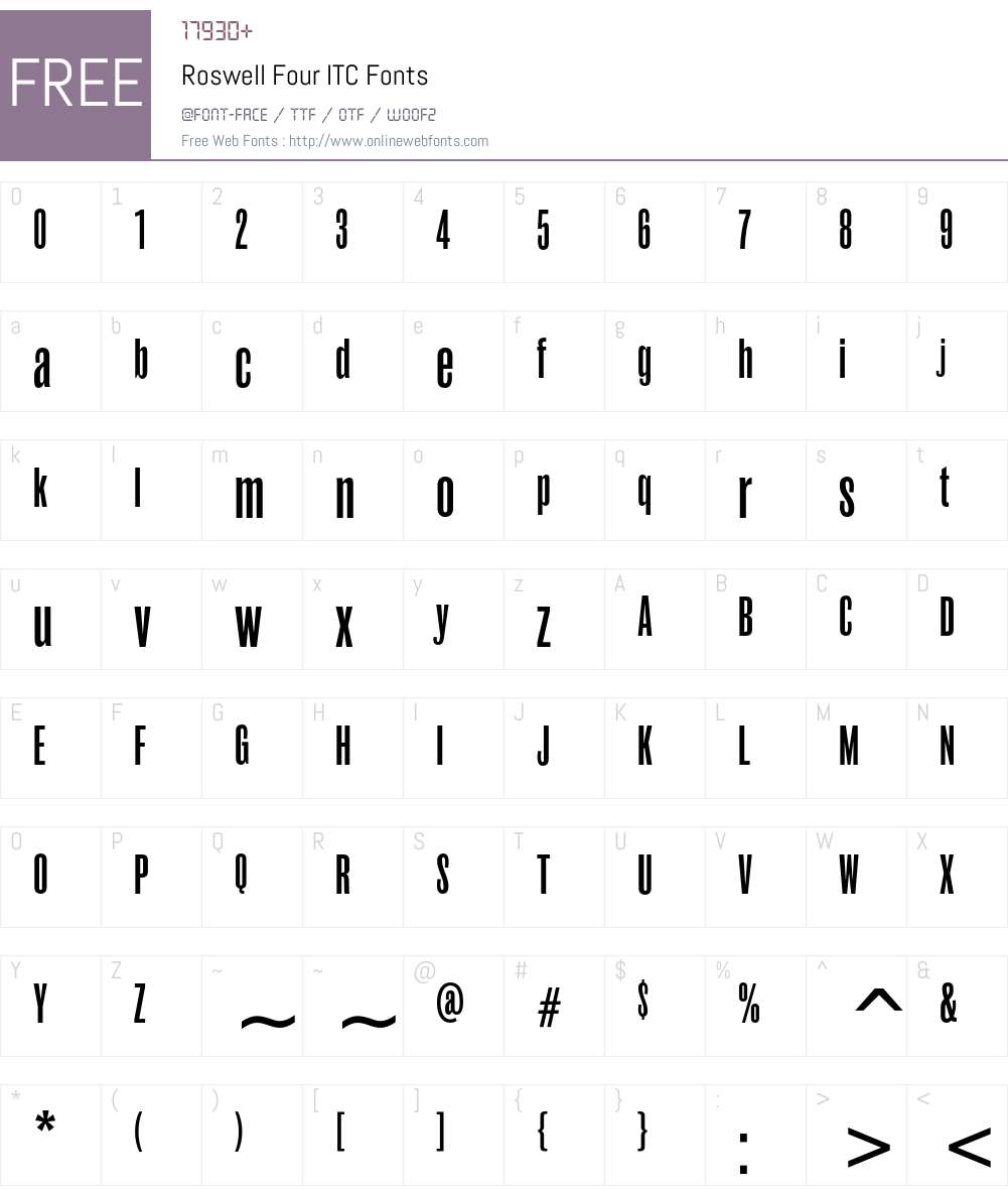 Roswell Four ITC Font Screenshots