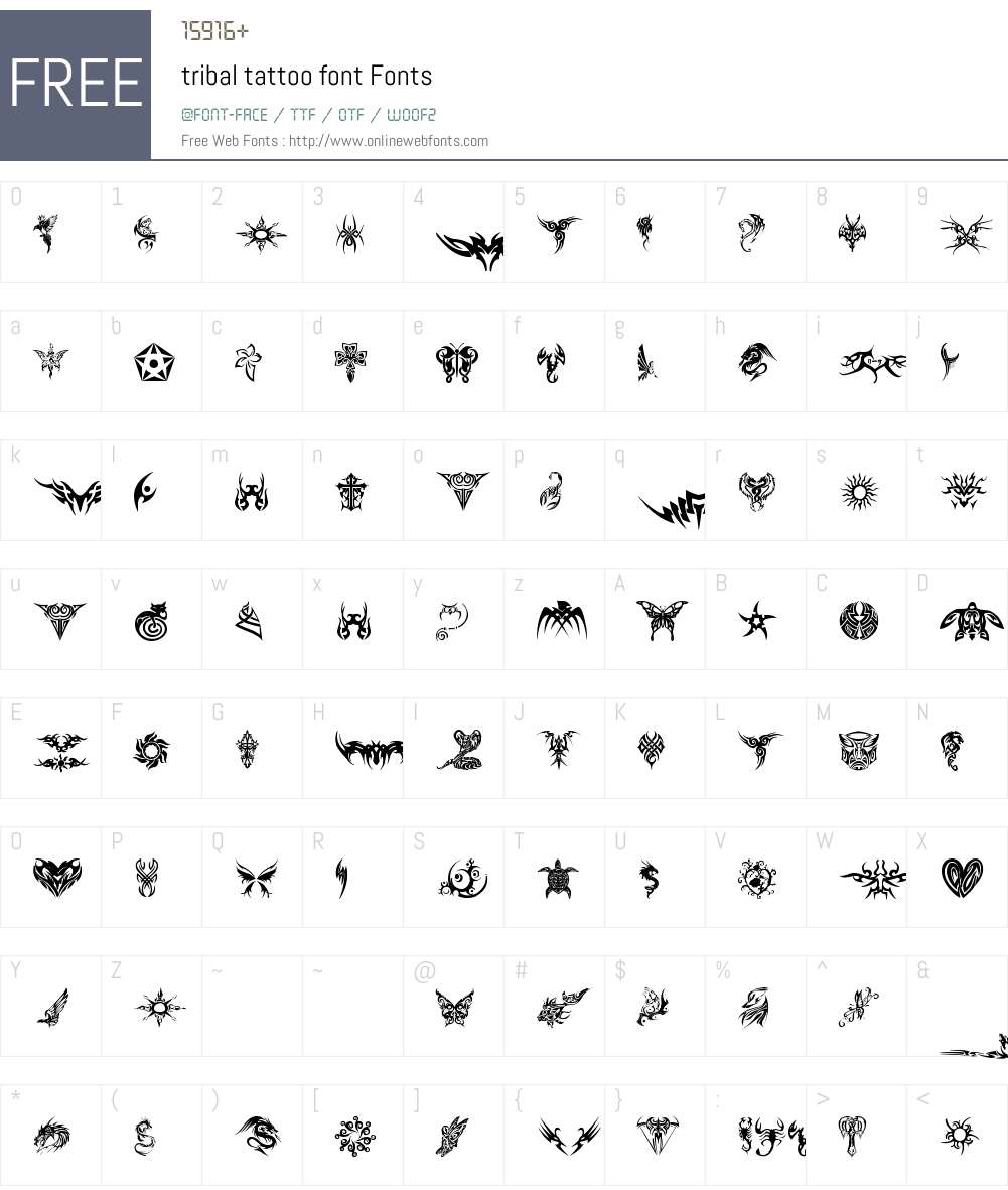 tribal tattoo font Font Screenshots